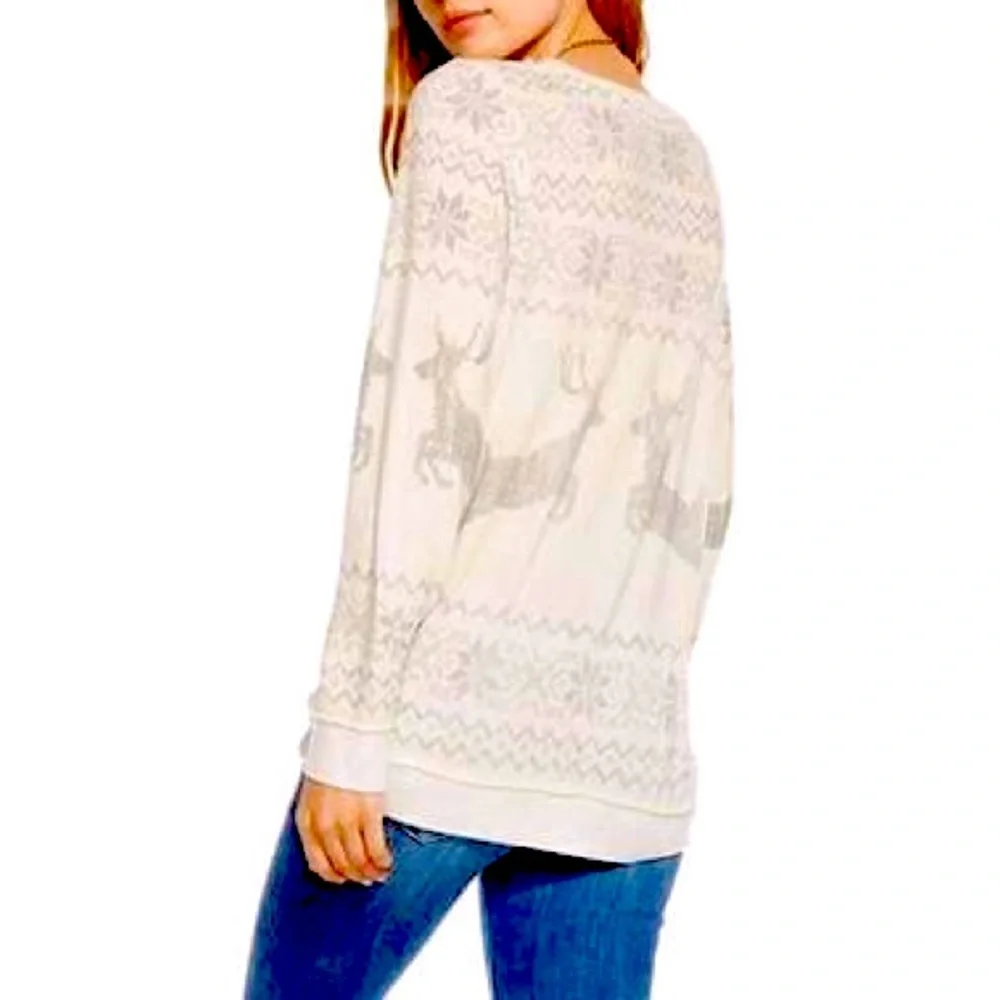Chaser brand holiday reindeer long sleeve - Picture 1 of 6